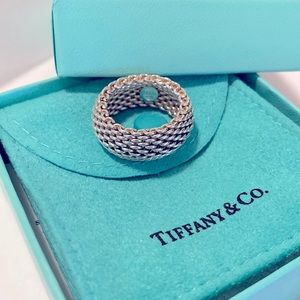 Tiffany & Co. Sterling Somerset Silver Mesh Ring - size 7